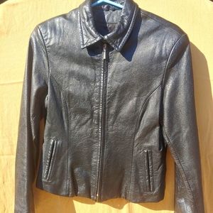 Vintage Wilson's Black Leather 90's Biker Jacket